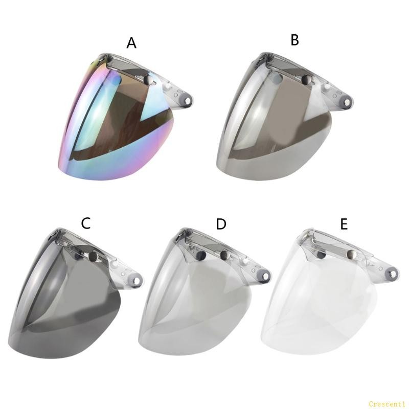 Cre 1 ชิ ้ น 3-Snap หมวกกันน ็ อค Bubble Visor เลนส ์ สําหรับ Retro Open Face