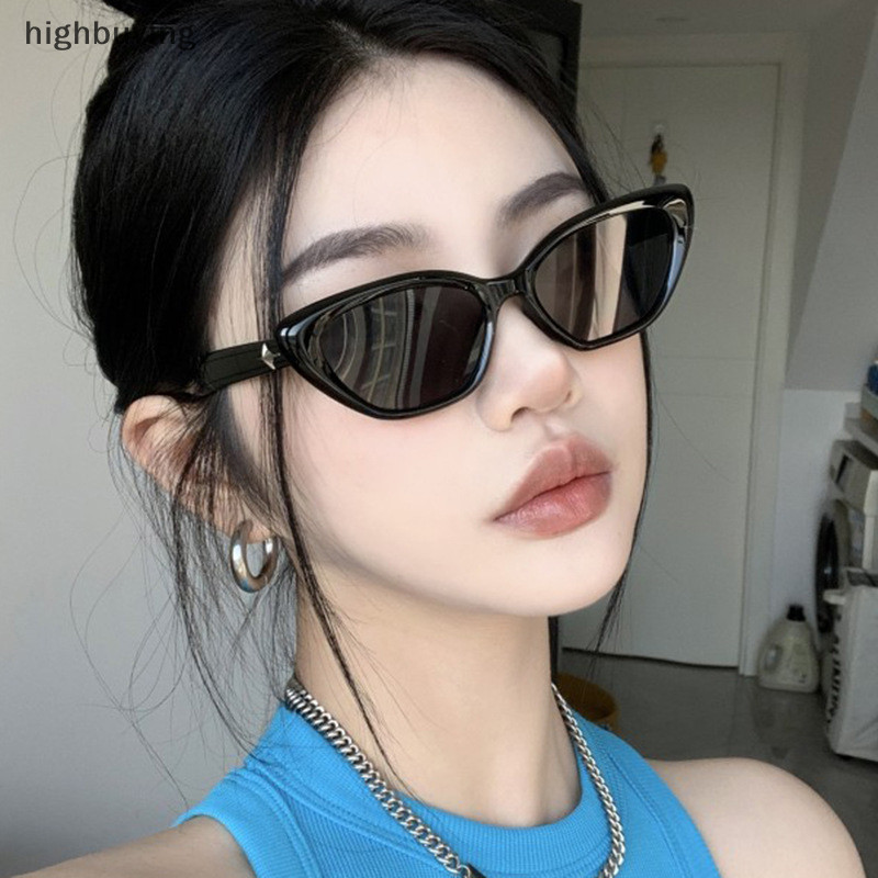 วินเทจสามเหลี่ยมตาดาวแว่นกันแดดแฟชั่นสําหรับผู้หญิง สีทึบ อาทิตย์แว่นตา ม่านบังแดด