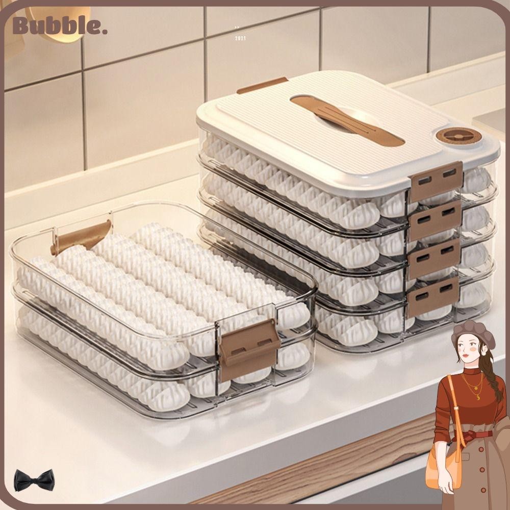 ฟอง กล่องเกี๊ยว 1 ชิ้น, 1/2/3/4 ชั้นเก็บกล่องเก็บอาหารสด, โปร่งใสห้องครัวคอนเทนเนอร์ตู้เย็นหลายชั้น