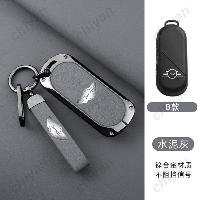 โลหะผสมสังกะสีหนังกุญแจรถสําหรับ Mini One Cooper S F60 Countryman 2023 2024 Keyless รถรีโมทคอนโทรล Fob พวงกุญแจป ้ องกัน