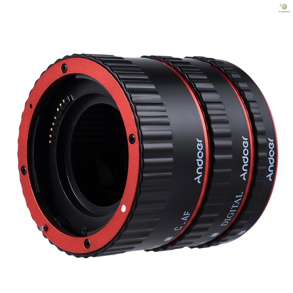 Andoer TTL Auto Focus AF Macro Extension Tube แหวนสําหรับ Canon EOS EF EF EF-S 60D 7D 5D II 550D สีแดงมา-513