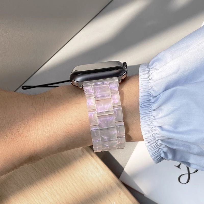 สายนาฬิกาโซ่ไล่ระดับสีวิเศษ iWatch เรซินใสสำหรับ S8 Apple se765นาฬิกา applewatch9