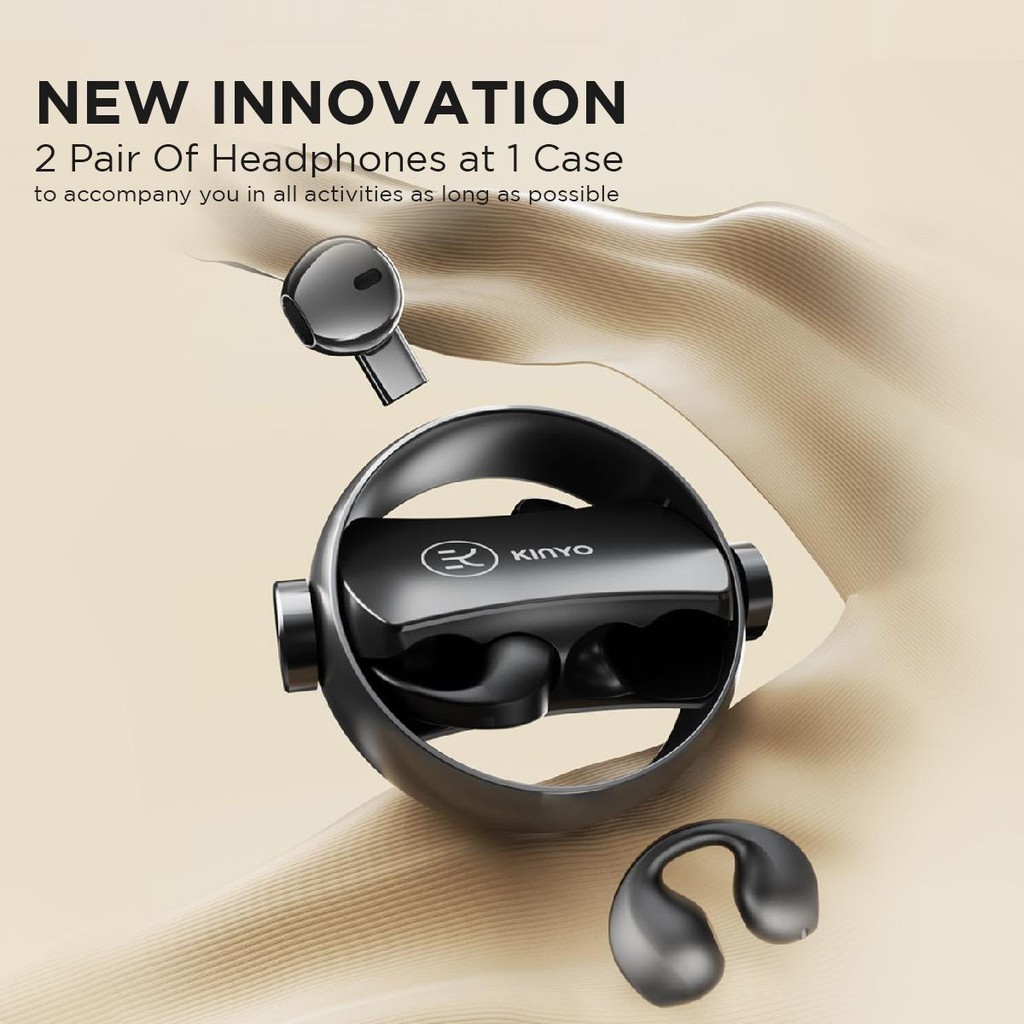 Kinyo A20 หูฟังคู่ทูอินวัน 2in1 TWS หูฟังBluetooth 5.3 หูฟังบลูทูธไร้สาย