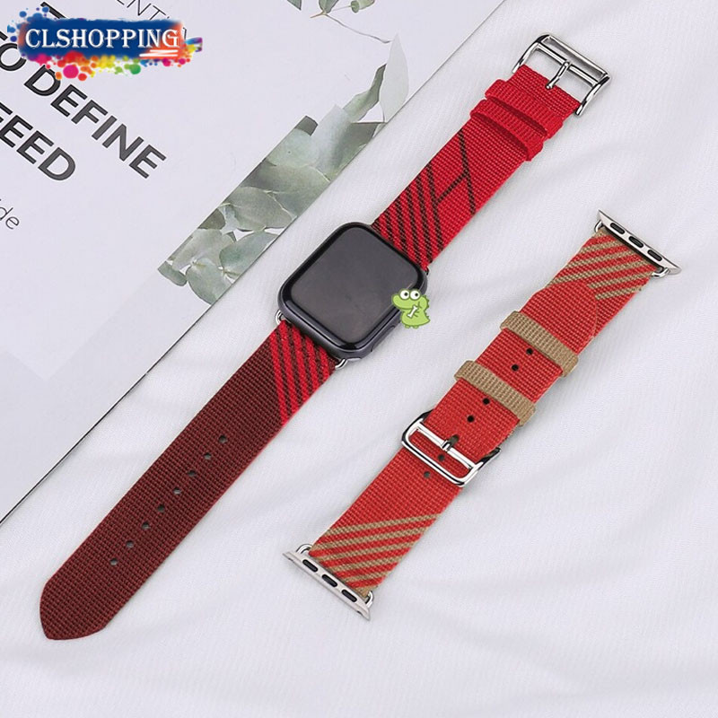 สายไนลอนสําหรับ Apple watch Ultra 2 49 มม.9 8 7 45 มม.41 มม.ผ้าใบ Hardware Edition สายรัดข้อมือใช้งา