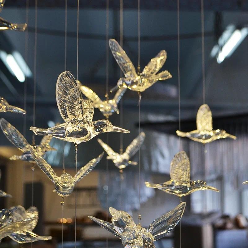 10pcs อะคริลิคโปร ่ งใสนกคริสตัลจี ้ โรแมนติกงานแต ่ งงานตกแต ่ ง Hummingbird Aerial จี ้