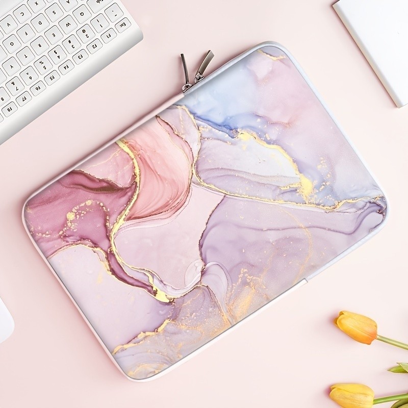 DIY Marble Style Laptop Sleeve Laptop Bag 14-15 Inch PU Leather Clutch for Asus Acer Dell HP Lenovo Carrying Case Laptop