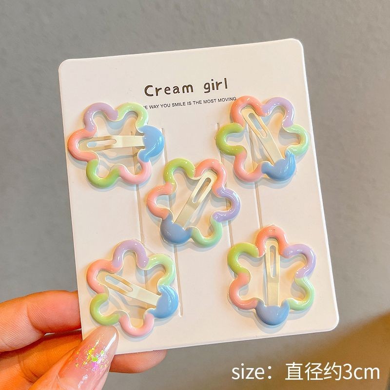 กิ๊บติดผมดอกไม้สีลูกกวาดสําหรับเด็ก 5 แพ็คพร้อมหน้าม้าน่ารักและกิ๊บหักเครื่องประดับผม - รูปที่ 7