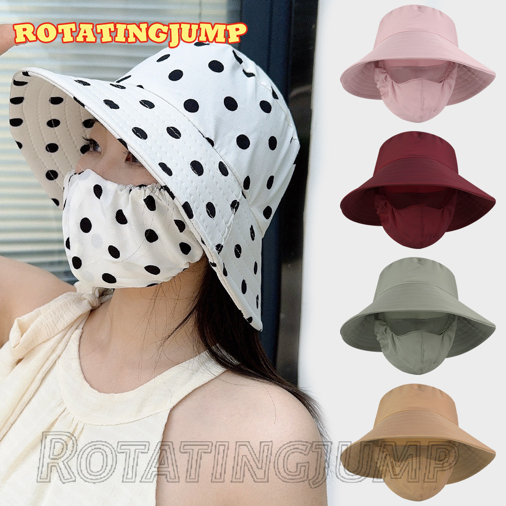 หมวกบักเก็ต-สําหรับฤดูร้อนเดินทางกลางแจ้ง-ปีกกว้าง,ป้องกันรังสียูวี,สีทึบ,ยืดหยุ่น- กระบังหน้าพับได้-หมวกทํางานกลางแจ้ง-หมวกบังแดดพร้อมหน้าก