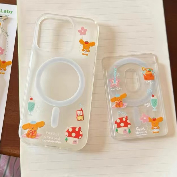 2pcs Clear พิมพ์กระเป๋าสตางค์น่ารักปลอกเหมาะสําหรับ Iphone 11promax 11 12promax 12 13 14 15 pro max ผู้หญิงกรณีปกหลัง 14promax 15pro