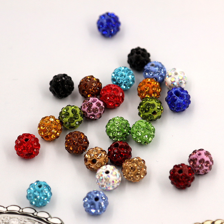 10 มม.Shambhala clay เพชร ball เพชร DIY สร ้ อยข ้ อมือ spacer ลูกปัดผ ่ านหลุมเพชรบอลสี