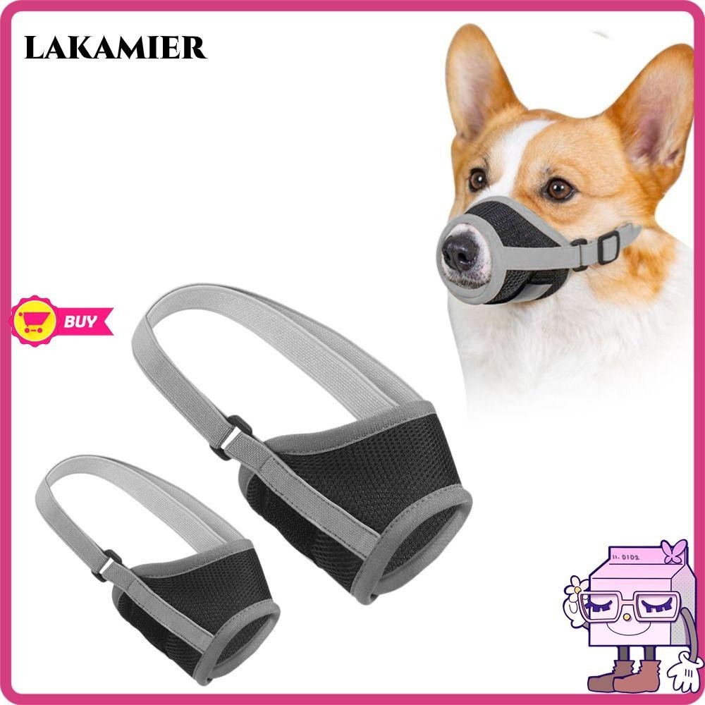 Lakamier ตะกร้อครอบปากสุนัข ตาข่าย กันกัด ใส่สบาย แบบพกพา ปรับสายได้ ขนาดเล็กถึงปานกลาง สําหรับสัตว์เลี้ยง