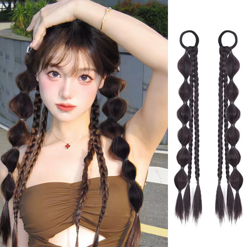 ใหม ่ วิกผมโบว ์ Twist Braid ผมหางม ้ า Hairband สาวหวานผูกผมมวย Braid แฟชั ่ นอุปกรณ ์ เสริมผม