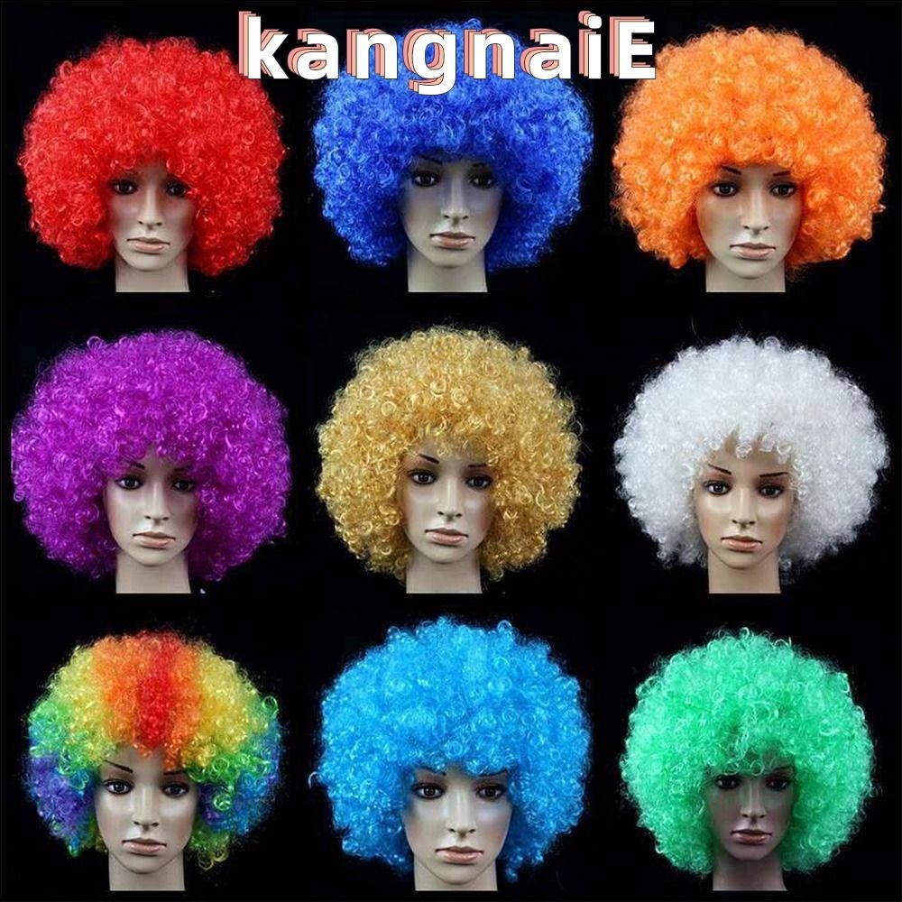 Kangnai สีดํา Afro Curly วิกผมของขวัญแฟชั ่ นฟุตบอลแฟน Clown คอสเพลย ์ Carnival Party ผมหยิก