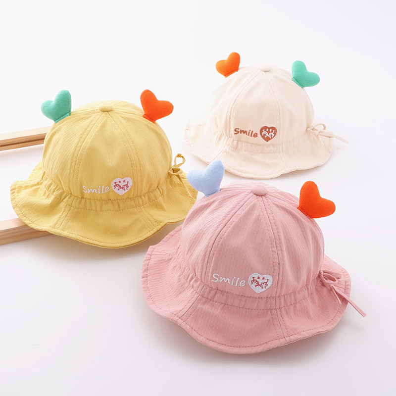 ฤดูร ้ อนเด ็ กหมวก Breathable นุ ่ มทารกหมวกชาวประมงน ่ ารักปรับ Drawstring เด ็ กวัยหัดเดิน Sun หมวก