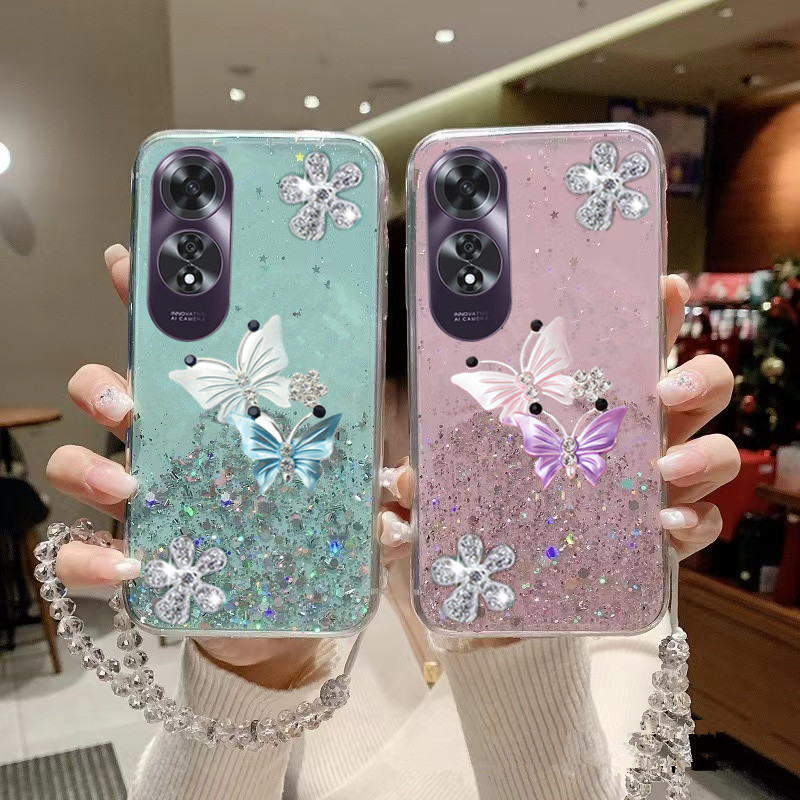 เคสโทรศัพท์สําหรับoppo A60 A58 A79 Reno11 F Reno 11 Reno11F OPPOA60 4G 5Gน่ารักสองบินผีเสื้อตกแต่งด้