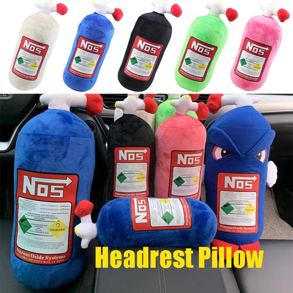 NOS Nitrus Oxide Bottle ของเล่นตุ๊กตาหมอนยัดไส้ Soft Turbo Cushion ตกแต่งรถ Headrest พนักพิงที่นั่งค