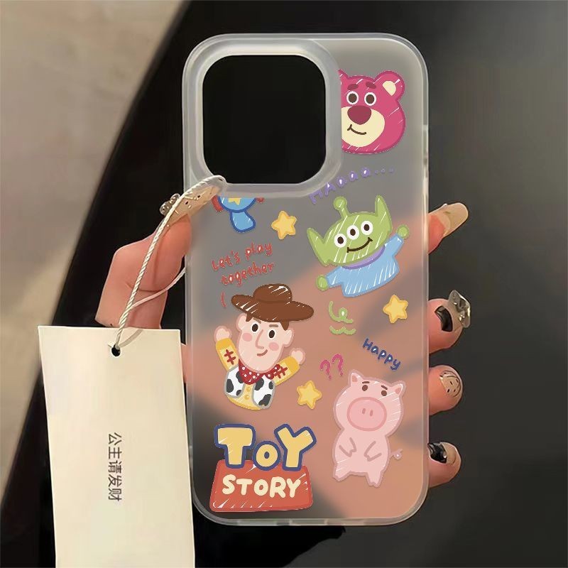 คอลเลกชันหมีสตรอเบอร์รี่เหมาะสําหรับ Apple iPhone11 14ProMax 7Plus 8Plus 12ProMax XSMax X XS 13ProMax เคสโทรศัพท์สไตล์ใหม่หลุมขนาดใหญ่