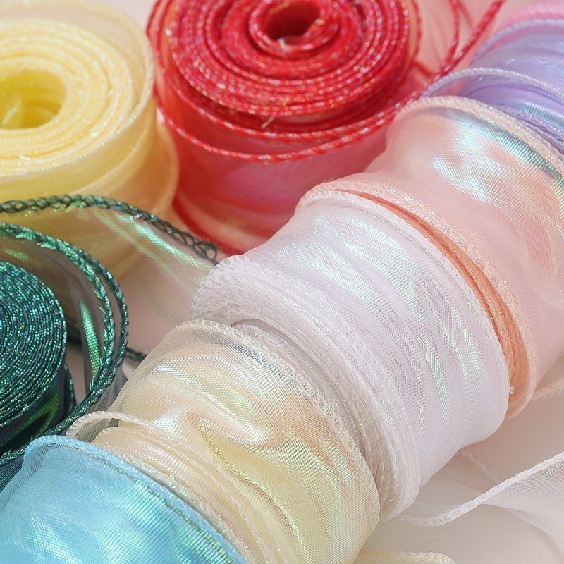 [ ที่โดดเด่น ] ริบบิ้นผ้าซาตินแฟนตาซี - วัสดุบรรจุภัณฑ์ช่อดอกไม้ - ริบบิ้นเส้นด้ายหางปลา - เส้นด้ายตาข่ายสีทึบ - เครื่องประดับโบว์เค้ก - สําหรับตกแต่งงานแต่งงาน