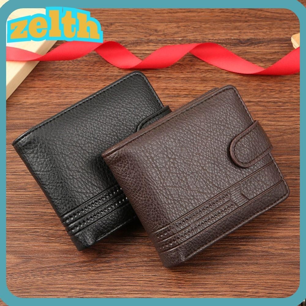 Zelth Mens Short Wallet, PU Leather Folding Coin Purse, Fashion Multi-Card Card Holder Men