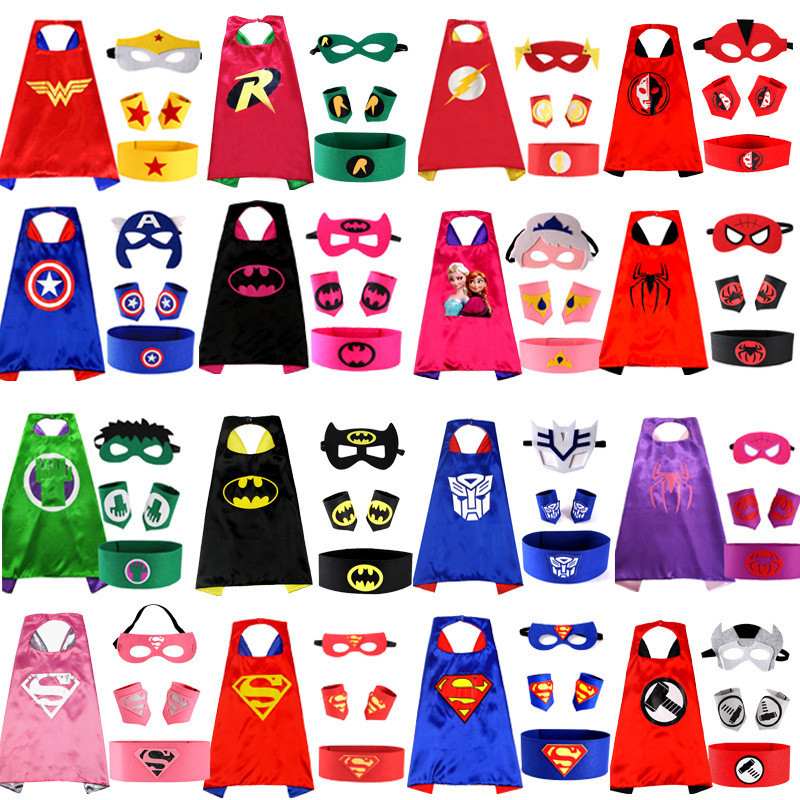 5 ชิ้นเครื่องแต่งกายคอสเพลย์ Hero Capes สําหรับเด็ก 3-10 ปีของขวัญเด็กเด็กการ์ตูน Cape ชุด