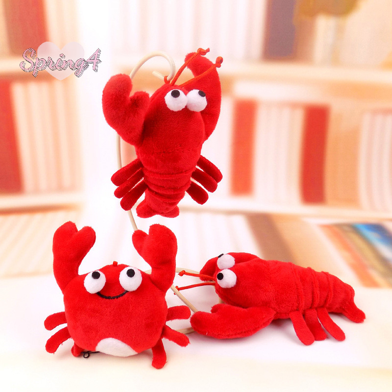<Spring4> พวงกุญแจตุ๊กตาตลก Red Lobster Plush ของเล่นจี้ปูตุ๊กตาสัตว์ PP ผ้าฝ้ายของเล่นตุ๊กตาการ์ตูนจี้ของขวัญสาว Nice
