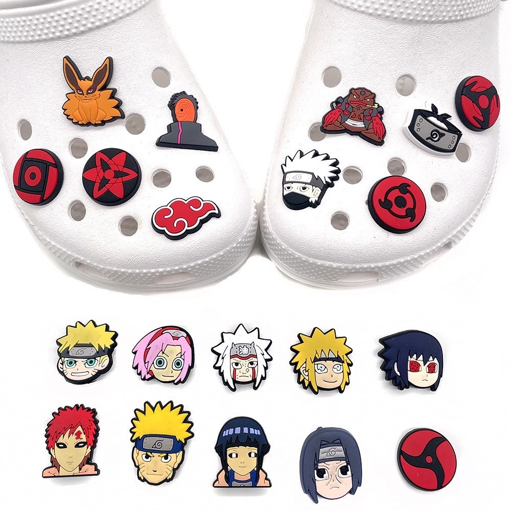Naruto Jibbitz จิ๊บบิท อุปกรณ์ตกแต่งรองเท้า ชุดเซต Charms ตัวการ์ตูนน่ารัก ลายหลากหลาย แบบหัวเข็มขัด/มีรู