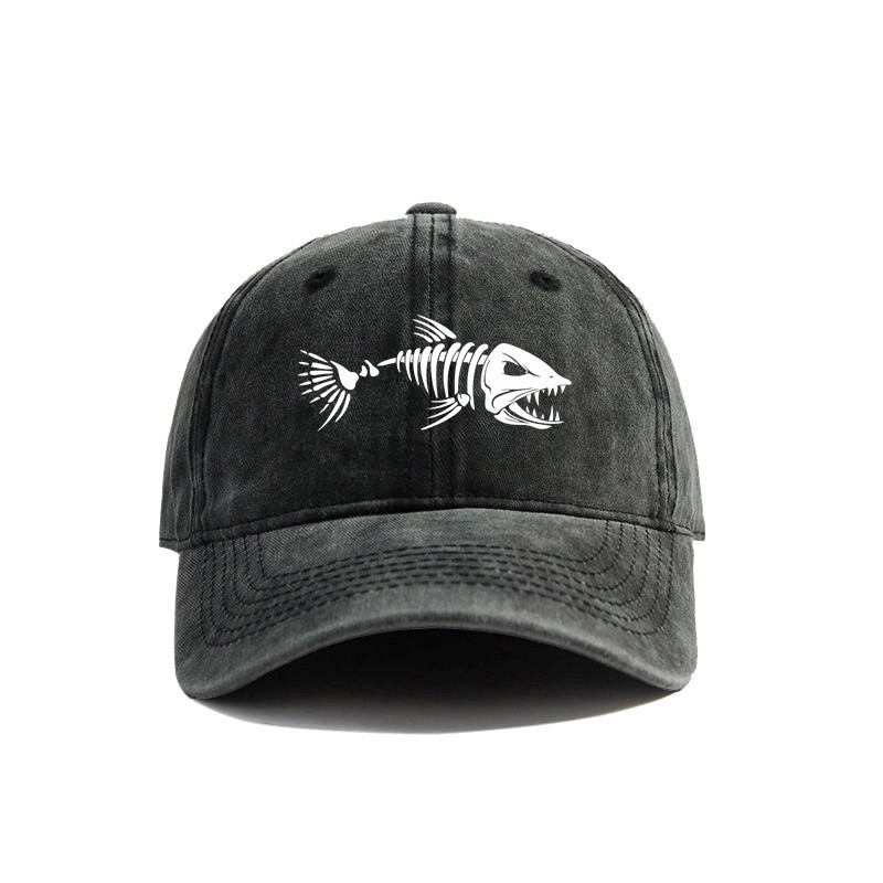 YJ Fishbone Baseball Cap Summer Distressed Dad Hats Men Outdoor Fishing Skeleton Fish Bone Caps MZ-4