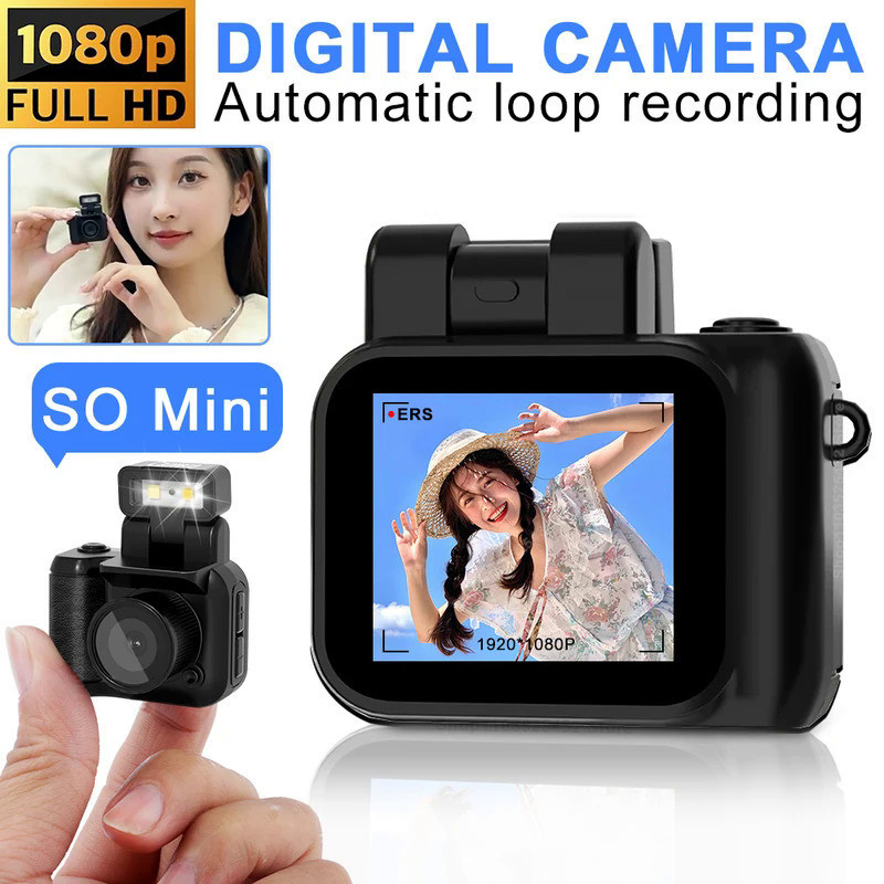 Hd 1080P Mini กล้องแบบพกพา Pocket Cam หน้าจอ LCD กล้องดิจิตอลพร้อมไฟแฟลชและแท่นวางแบตเตอรี่เครื่องบันทึกวิดีโอแบบพกพานักเรียนกล้องวิดีโอขนาดเล็ก
