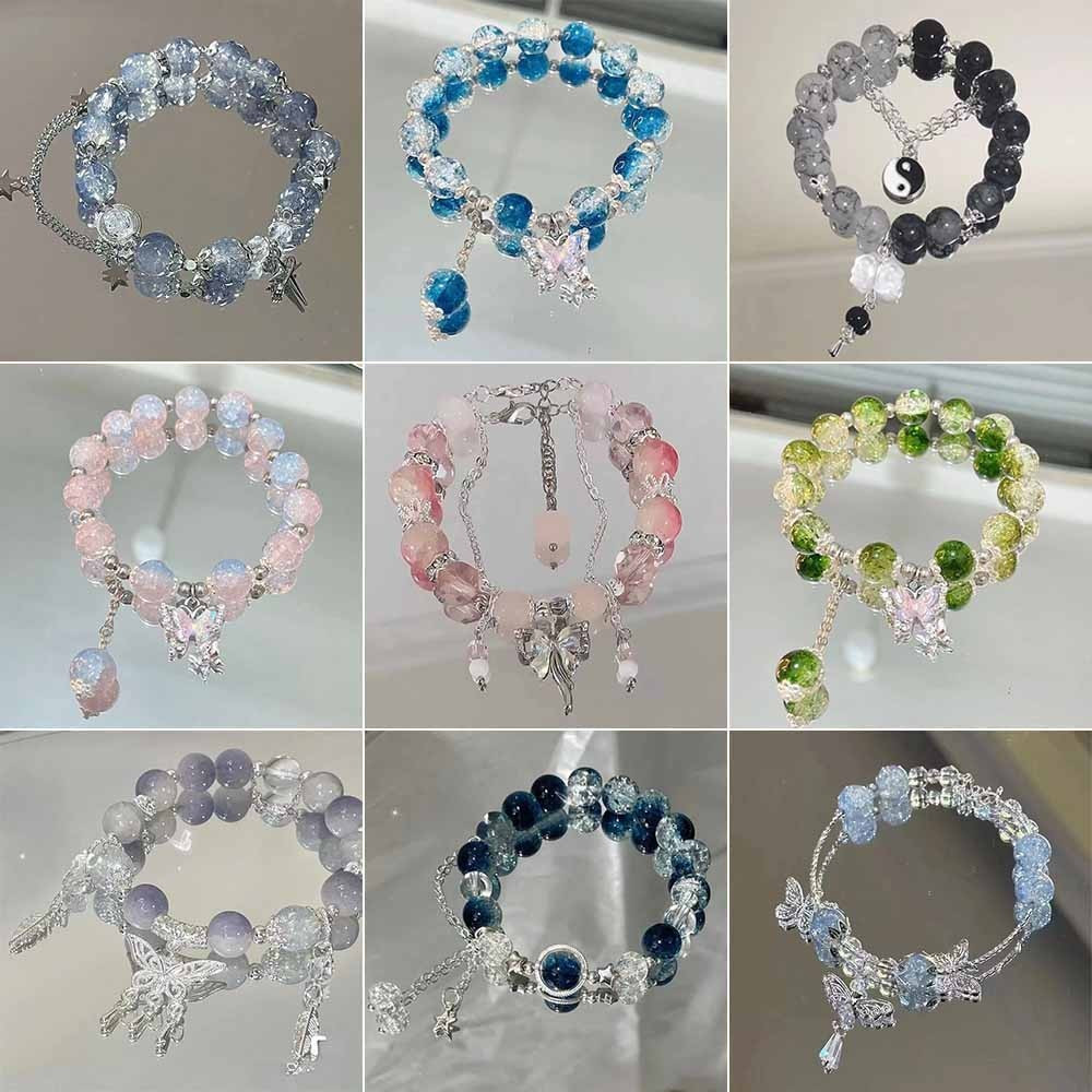 แฟชั่นคริสตัลสร้อยข้อมือผีเสื้อ Ins Niche Design สําหรับผู้ใหญ่อเนกประสงค์และสร้อยข้อมือหวานอารมณ์ไวท์เทนนิ่งคริสตัลของขวัญแฟนของขวัญอุปกรณ์เสริม