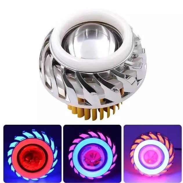 ไฟโปรเจคเตอร์ ไฟหน้า มอเตอร์ไซค์ LED ปรับกระพริบได้ ต่อสายแยกได้