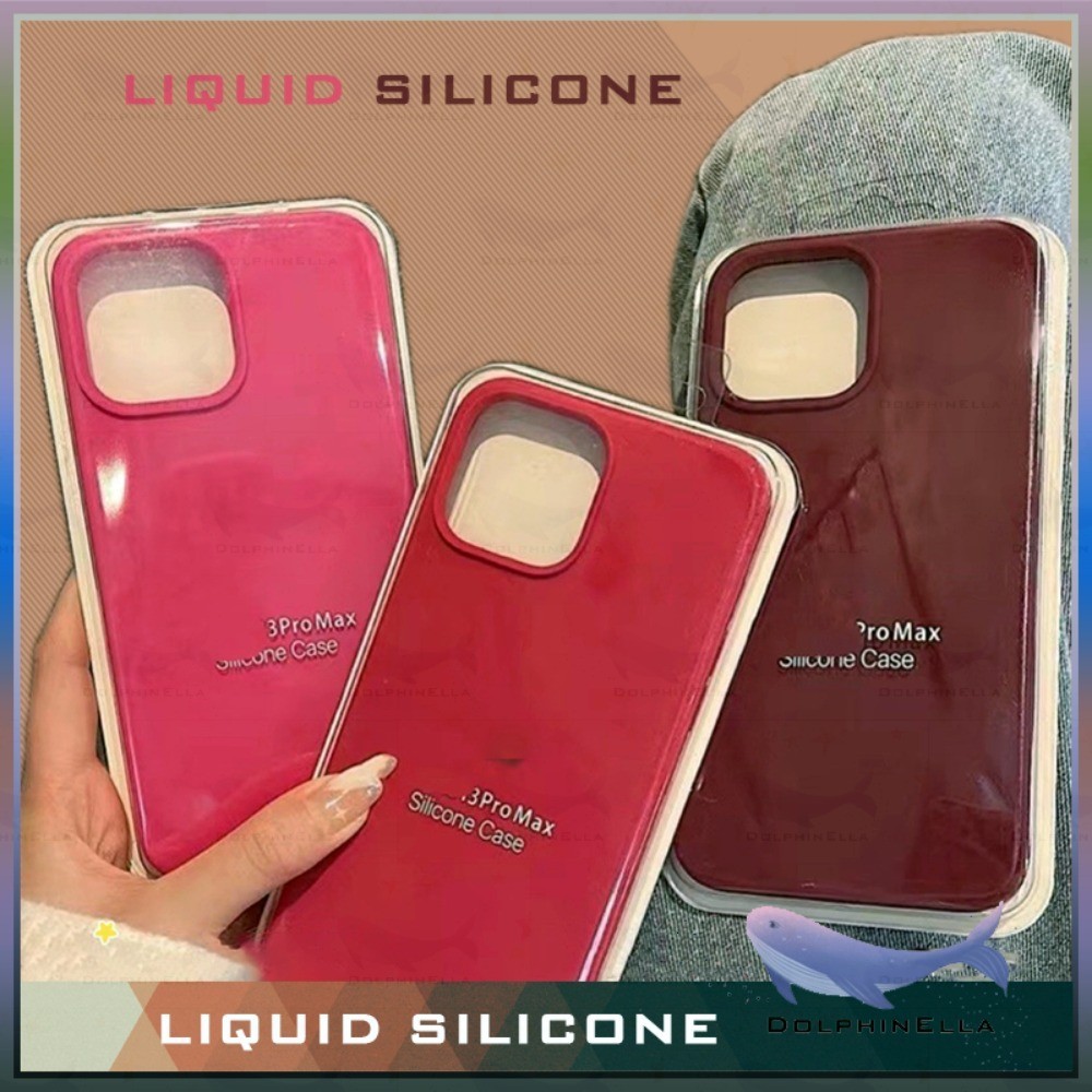 หรูหราไวน์แดงซิลิโคนเหลวเคสโทรศัพท์สําหรับiPhone 11 12 13 14 15 16 Pro Max Plus X XS Max XrในตัวสักหลาดปกหลังMatteกันกระแทกป้องกันลายนิ้วมือปลอก