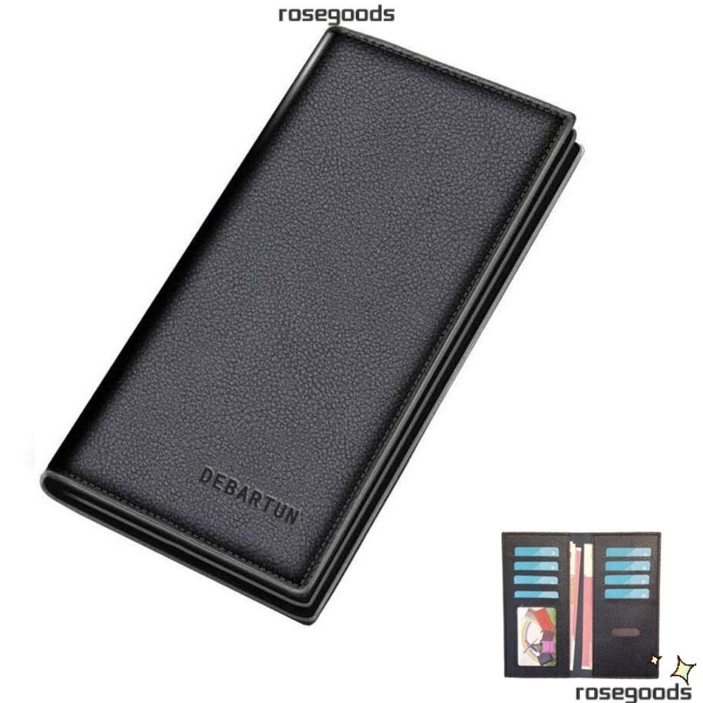 Rose Long Wallet, Multiple Slots PU Leather Card Holder, Fashion Thin Men Wallet Men