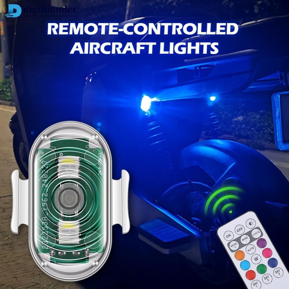 Digifounder รถจักรยานยนต์ Strobe Light แฟลชรีโมทคอนโทรลไร้สาย LED Anti-collision ไฟเตือนกันน้ําสําหรับจักรยานจักรยาน D5R9