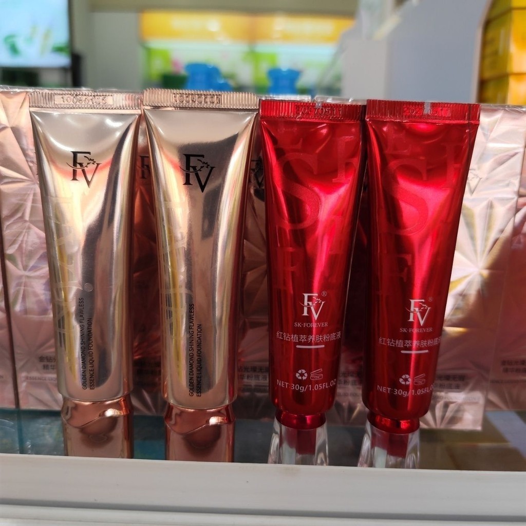 [ขายร้อน] Fv Liquid Foundation Gold Diamond Flawless Essence Liquid Foundation Non-sticking Powder Oil Control Light Moisturizing Long-lasting Non-easy off Makeup 6.6