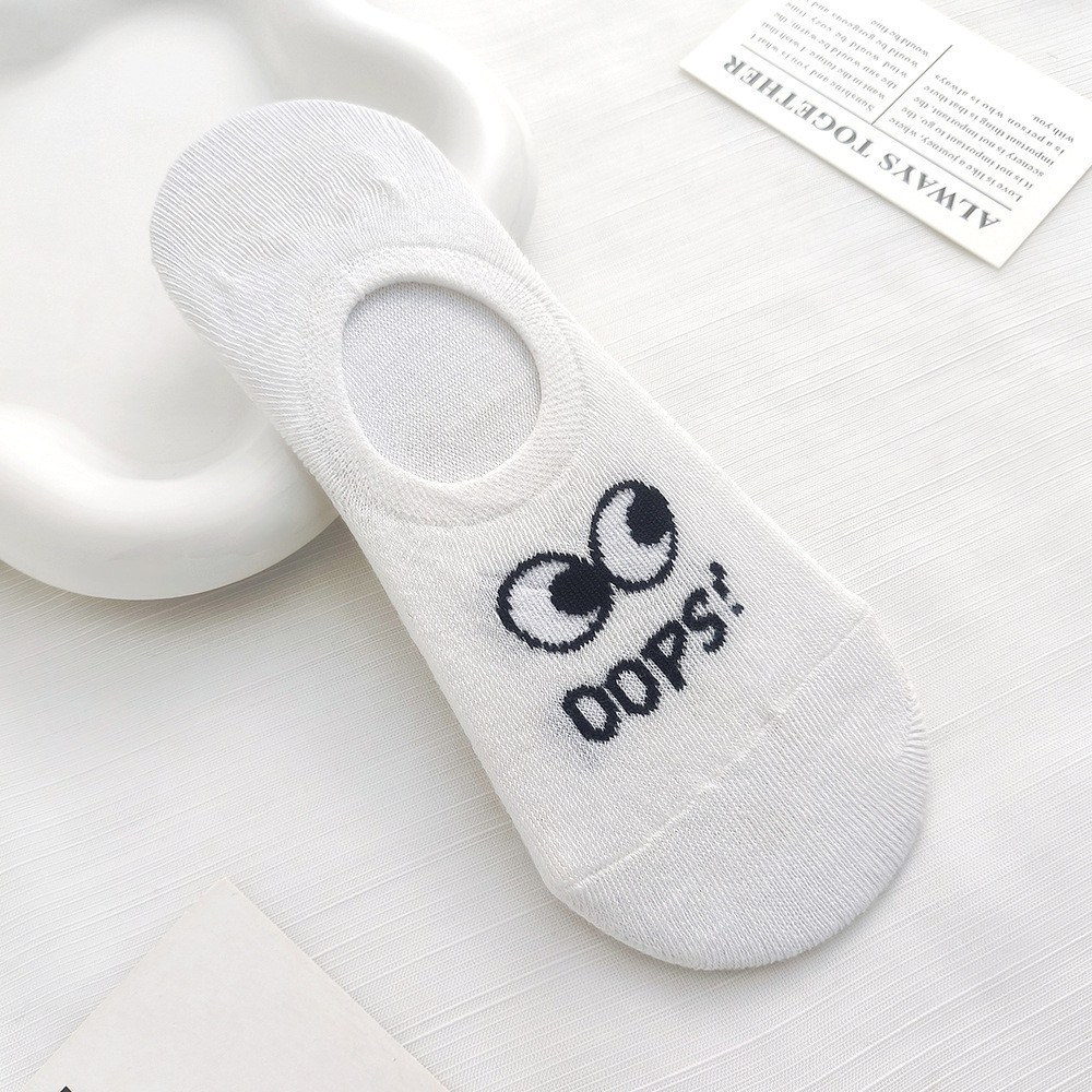 ถุงเท้า ถุงเท้าผู้หญิงถุงเท้าเรือส้นหล่นถุงเท้าผ้าฝ้ายบางฤดูใบไม้ผลิฤดูใบไม้ร่วงน่ารักตาโตผู้หญิงสีทึบกันลื่นอินวิส - รูปที่ 6