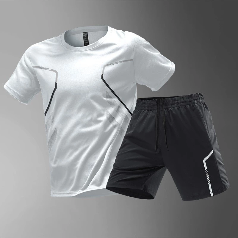 [M-5XL] ชุดกีฬาผู้ชาย แห้งเร็ว ระบายอากาศ เหมาะสำหรับยิม เสื้อยืดและกางเกงขาสั้น เครื่องแต่งกายสำหรับวิ่ง บาสเกตบอล และแบดมินตัน thumbnail 7