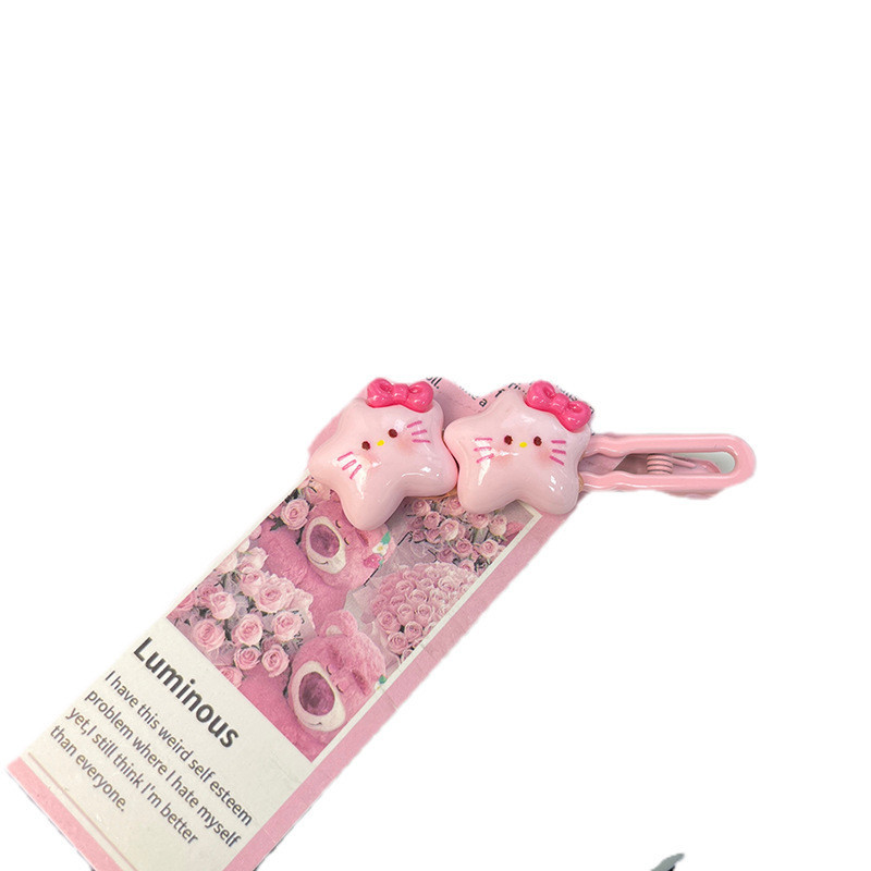 การ์ตูนโบว์แมวดาวกิ๊บหวานน่ารักสาวเรียบคลิปอุปกรณ์ผมนักเรียน - รูปที่ 3