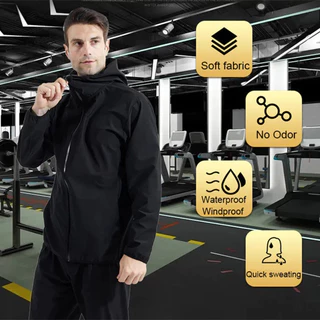 ชุดซาวน่าสําหรับผู้ชายฟิตเนส,เสื้อซาวน่าสําหรับออกกําลังกาย,เสื้อยิมผู้ชาย,แจ็คเก็ตคลุมด้วยผ้าเหงื่อออกอย่างรวดเร็ว,สร้างกล้ามเนื้อลดน้ําหนักกีฬาเ