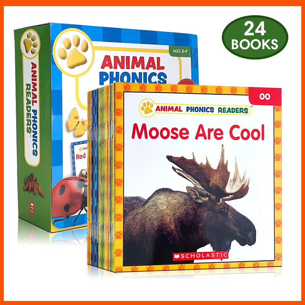 Animal Phonics Readers Parent Pack: 24 เล่ม Nonfiction ง่ายสอนคีย์ Phonics Skills Enlightenment Cognitive Early Education Book สําหรับเด็ก