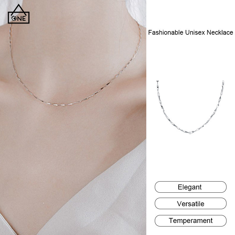 COD แฟชั่นสร้อยคอ Unisex โซ่ไหปลาร้าที่เป็นของแข็งโซ่ธรรมดาที่เรียบง่าย-a.one