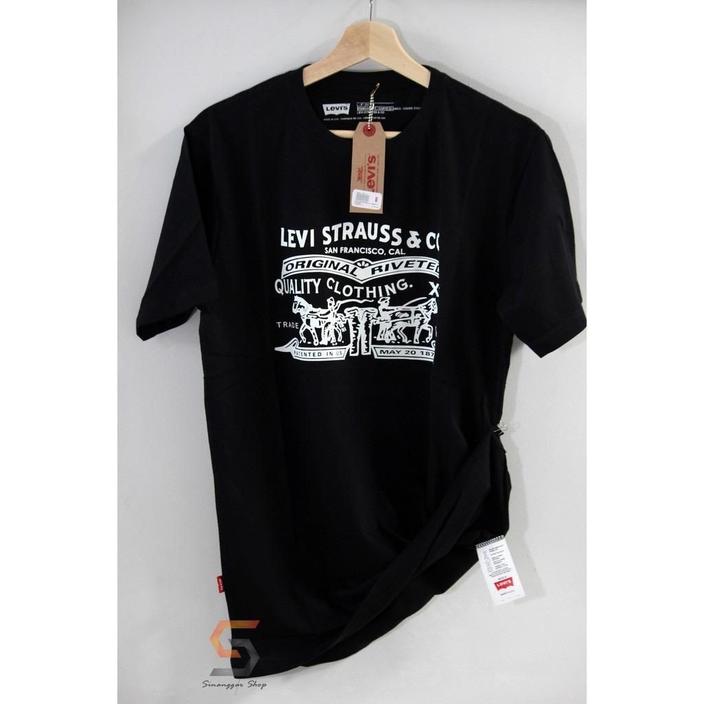 【New】ฤดูร้อนแฟชั่นคลาสสิกแขนสั้นเสื้อยืดผู้ชายเสื้อยืดผ้าฝ้ายลีวายส์พิมพ์เสื้อยืด