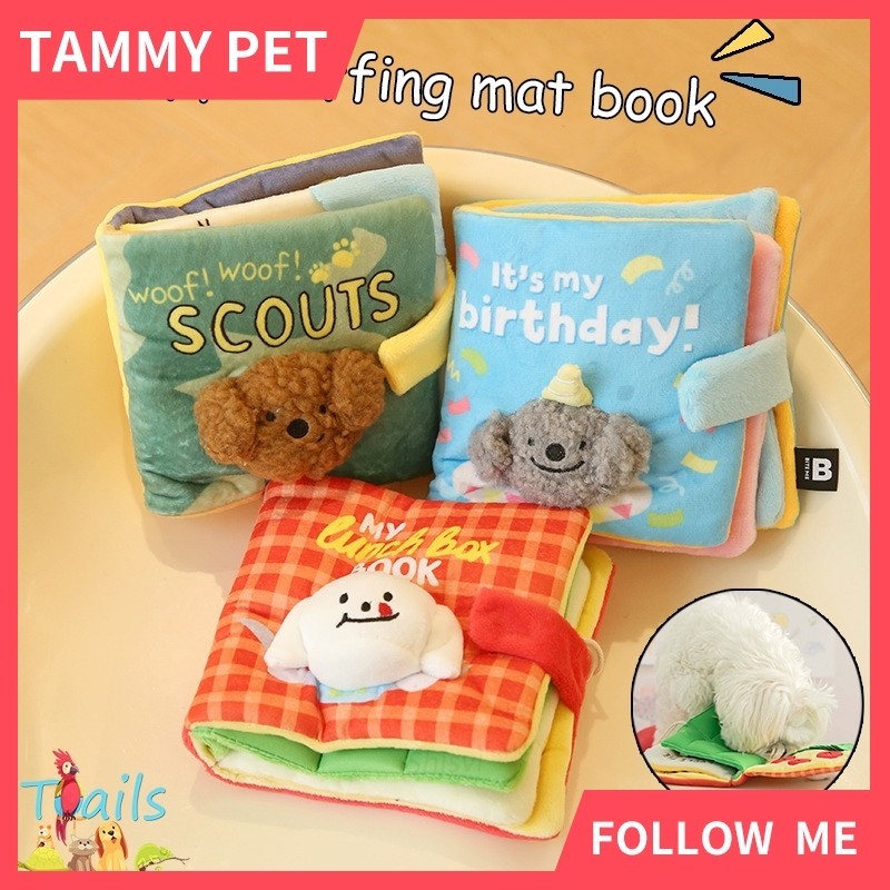 SG Shipment Interactive Dog Snuffle Book - Plush Sniffing Toy สําหรับบรรเทาเบื่อ, ให้อาหารช้าและทักษะวัย, ของเล่นปริศนาลูกสุนัขนุ่ม, ของขวัญวันเกิดน่ารักสําหรับสุนัขขนาดกลางขนาดเล็ก, I