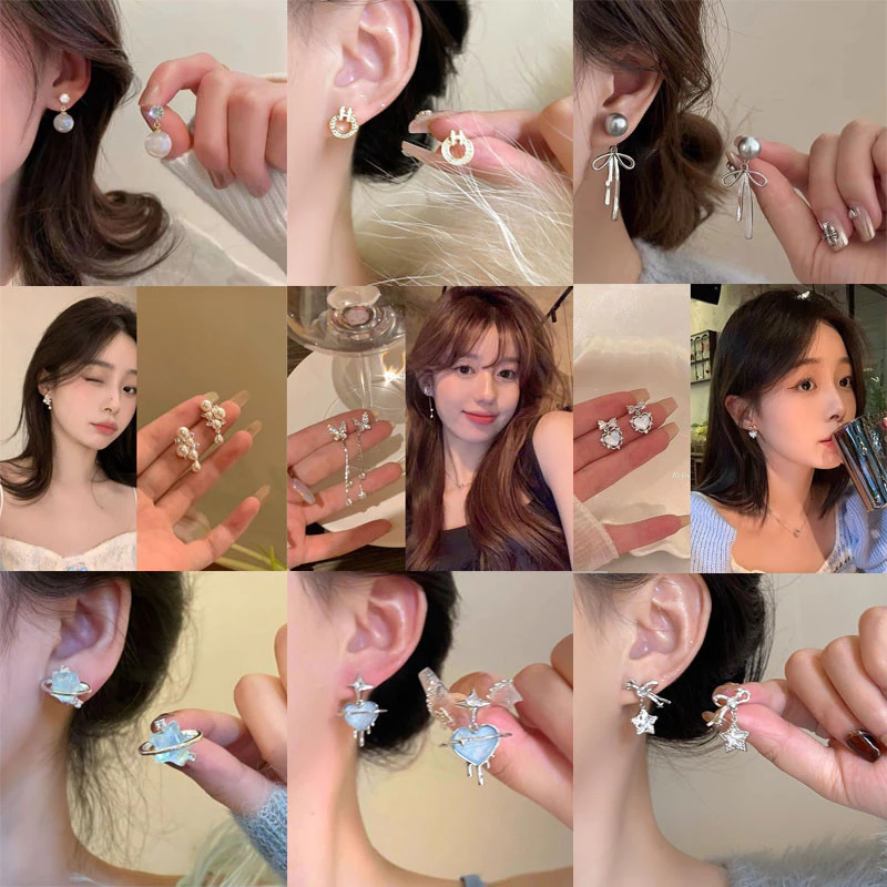 สาวหวาน INS มินิน่ารัก S925 ต่างหูเงินหูสตั๊ดเครื่องประดับแฟชั่นอุปกรณ์เสริม