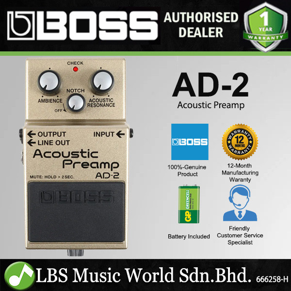 Boss AD-2 Acoustic Preamp Guitar Effect Pedal Foot Switch Processor (AD2 AD 2)