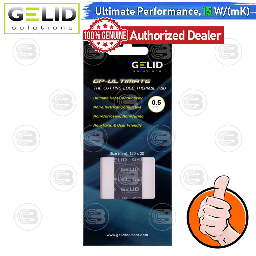[CoolBlasterThai] GELID GP-ULTIMATE Thermal Pad (1 PCS) 120x20x0.5 mm./15.0 W/mK (TP-GP04-R-A)