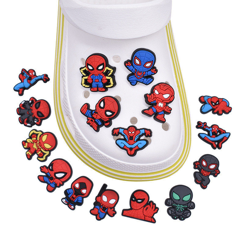 Croc Jibz การ์ตูนน่ารัก Marvel Spider-Man DIY รองเท้าเรซิ่นปุ่ม Charm