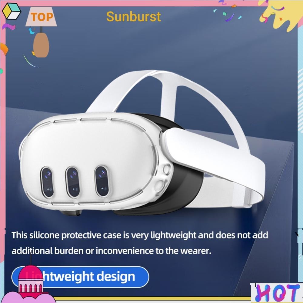 ซิลิโคนครอบเชลล์ป้องกันป้องกันการกระแทกโปร่งใสกันลื่นสําหรับ Meta Quest 3 [Sunburst11.th]