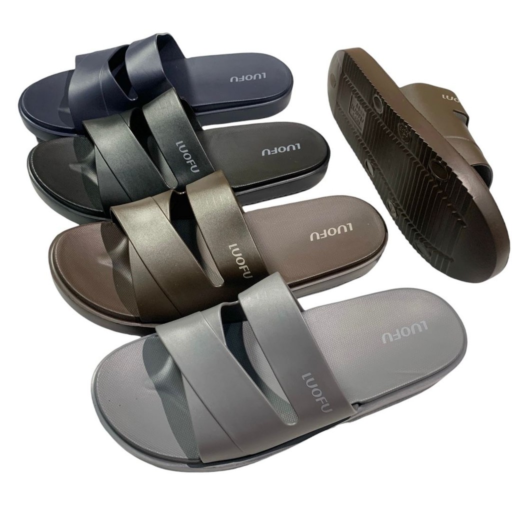 BLS Luofu รองเท้าแตะยางผู้ชายยางสองครอสนําเข้า E6208E-BRB (Z3)