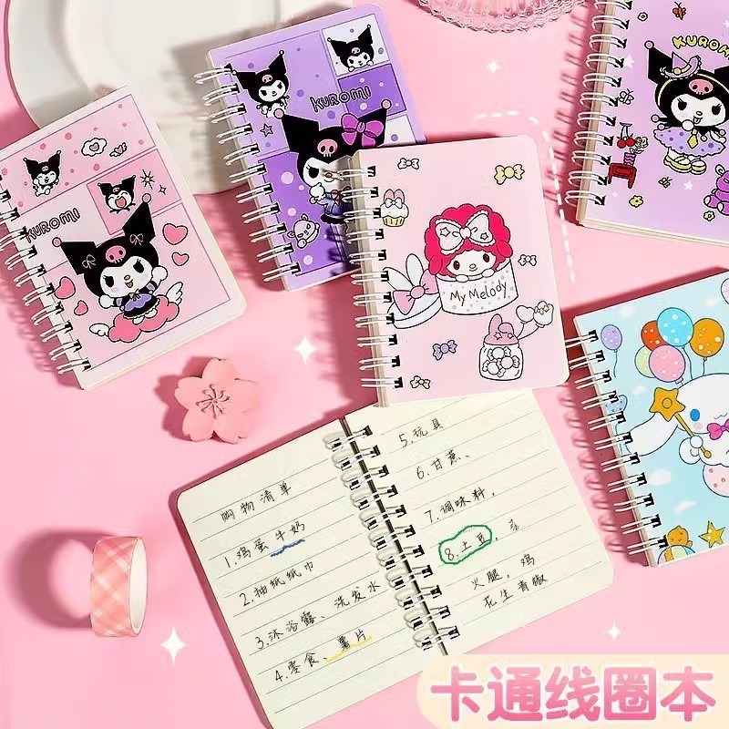 A7 Coil Notebook Anime Series KT Kawaii Kuromi การ์ตูนนักเรียนแบบพกพาโน้ตบุ๊คเด็กของขวัญ - รูปที่ 2