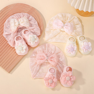 3ชิ้นน่ารักเด็กหมวกผ้าพันคอชุดน่ารักดอกไม้ฤดูร้อนเจ้าหญิงลูก…